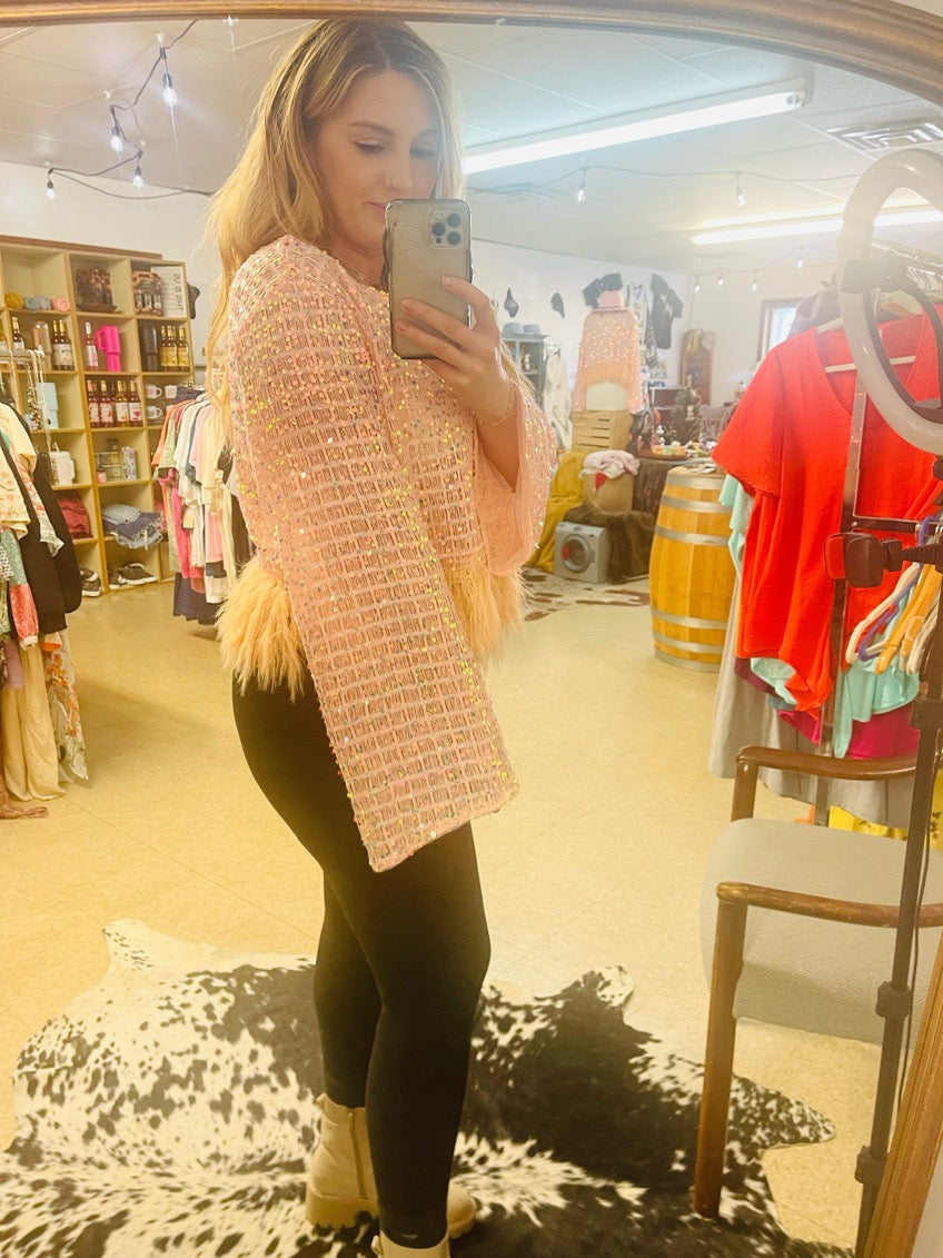 Sequin & Feather Party Top