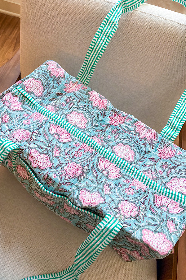 SC - ETA 7/30 - Lennon Blue Floral Duffle Bag