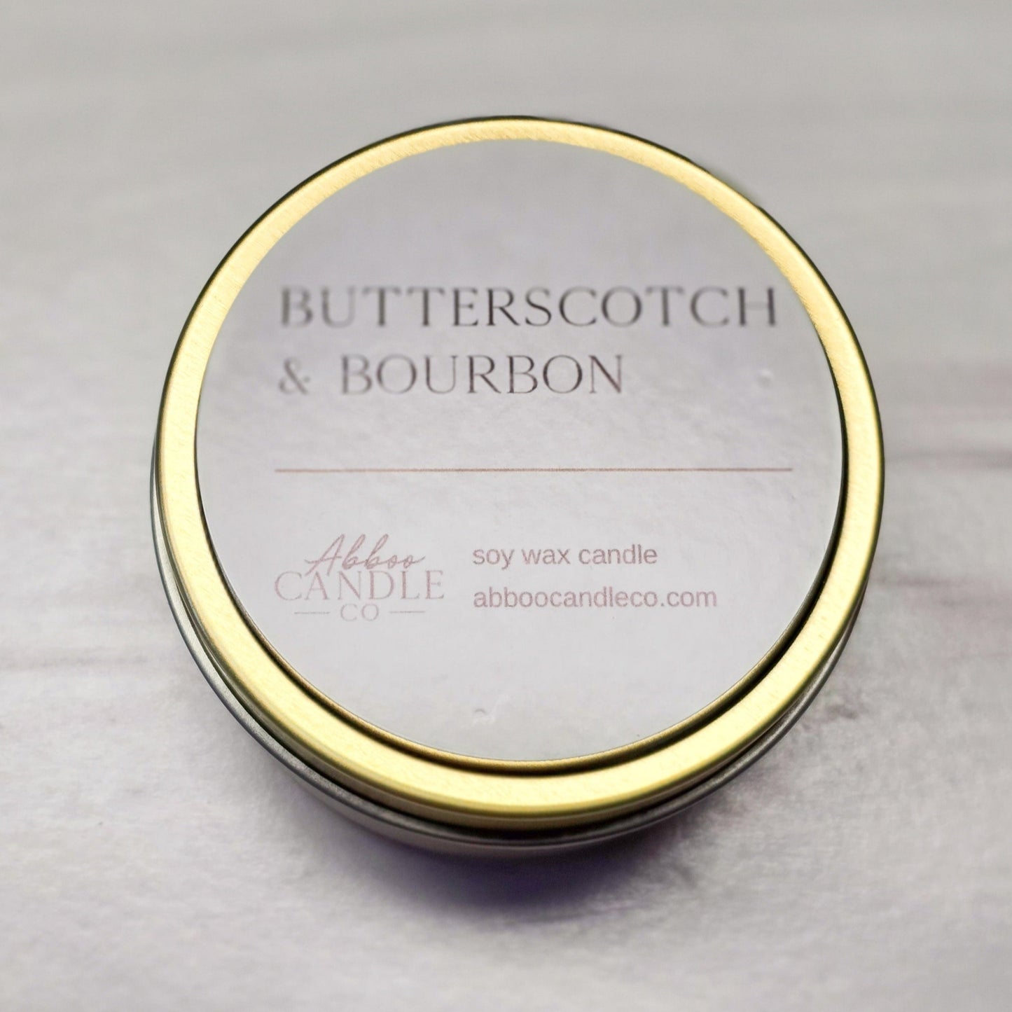 Butterscotch and Bourbon Gold Tin Soy Candle