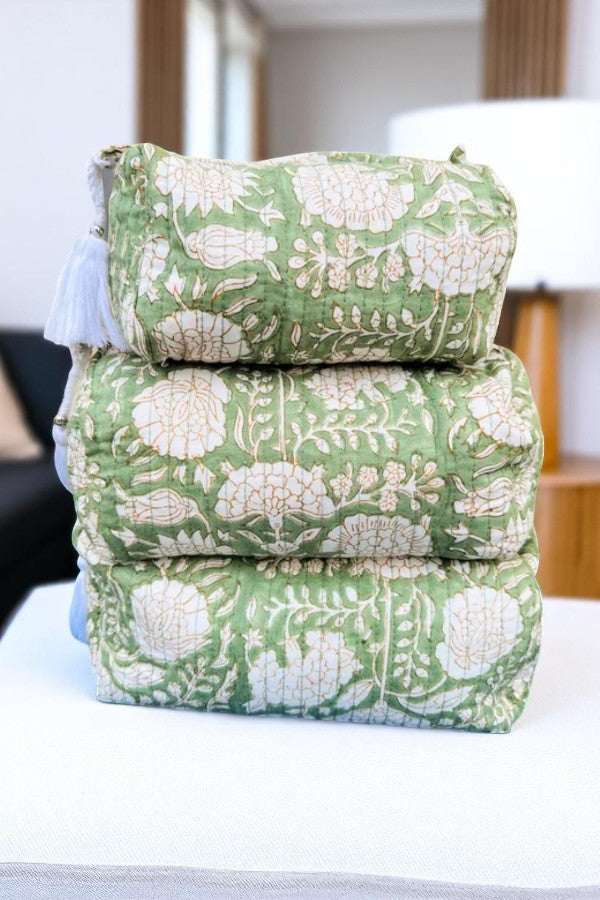 SC - ETA 7/18 - Kiara Green Floral Print Cosmetic Bag Set