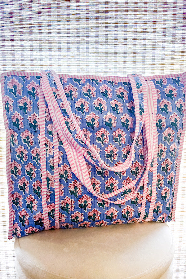SC - ETA 7/30 - Sybil Blue and Pink Floral Tote Bag