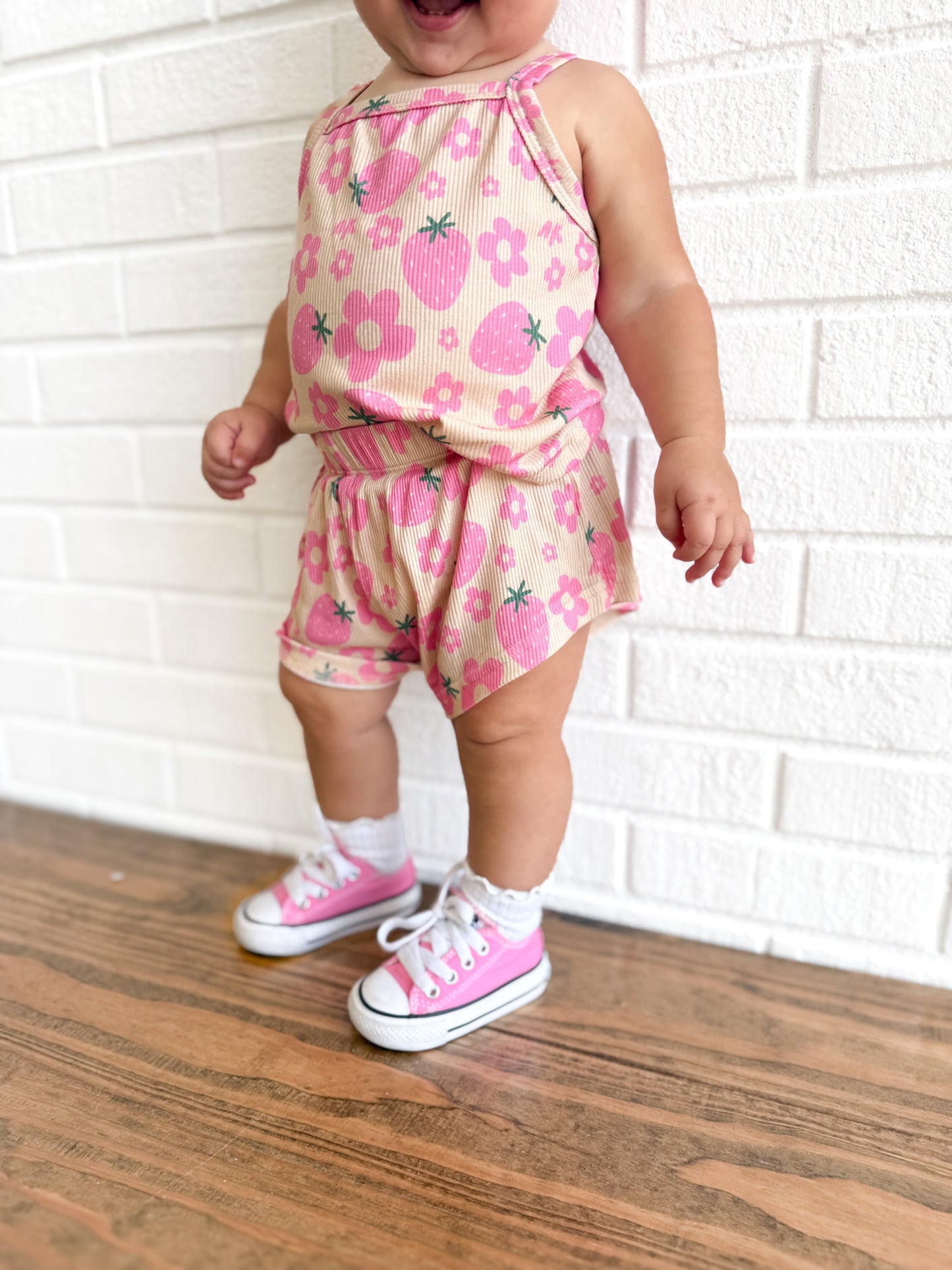 Strawberry summer- Ribbed bamboo set