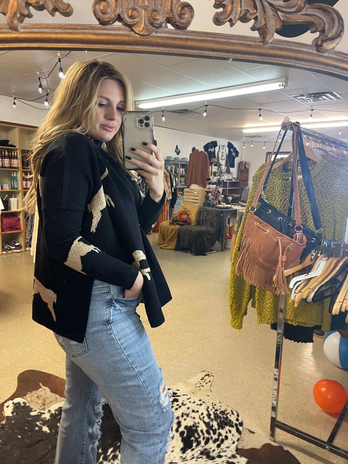 Lola Mock Neck Oversized Long Sleeve Animal Print Sweater