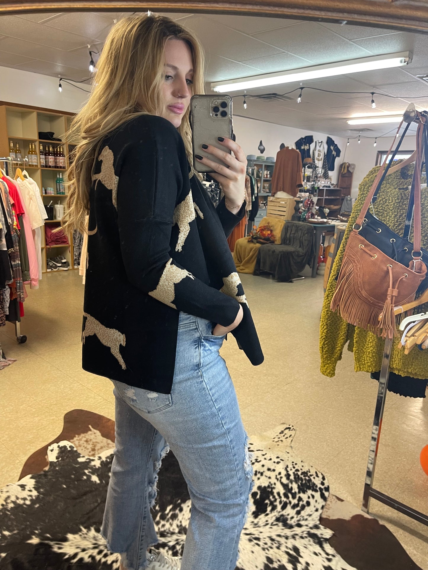 Lola Mock Neck Oversized Long Sleeve Animal Print Sweater