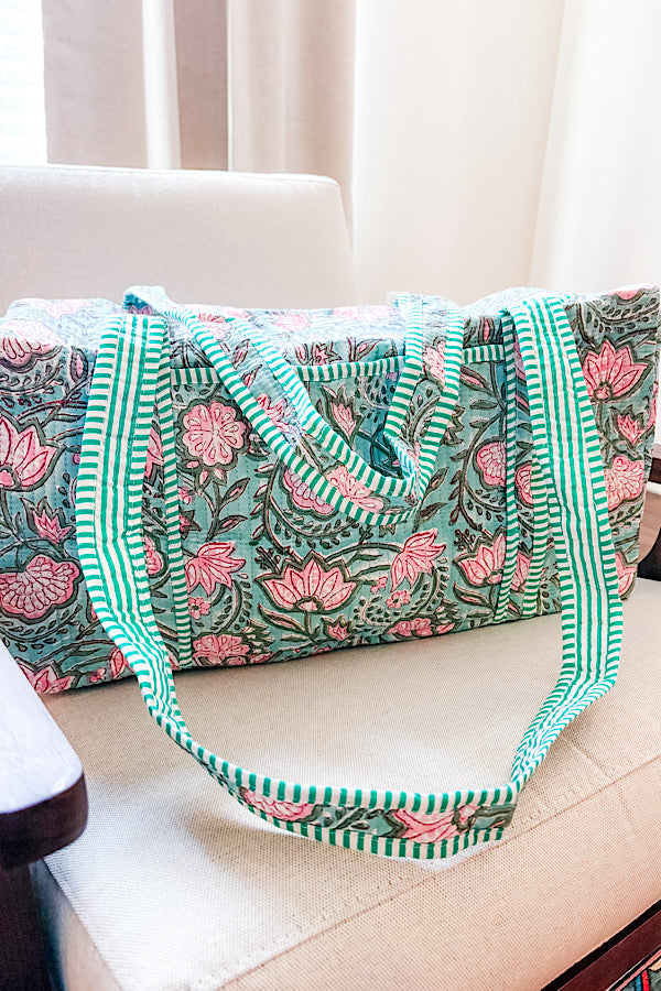 SC - ETA 7/30 - Lennon Blue Floral Duffle Bag