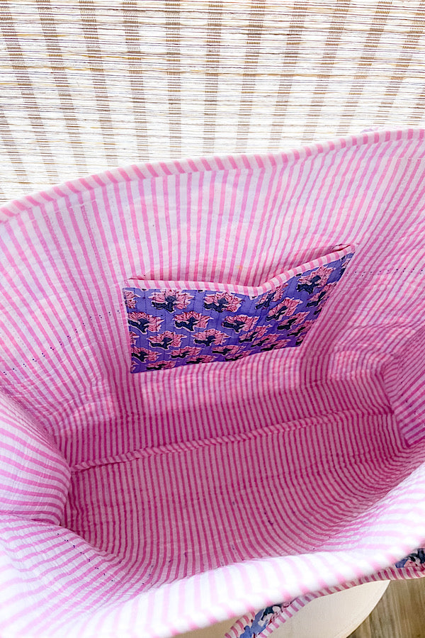 SC - ETA 7/30 - Sybil Blue and Pink Floral Tote Bag