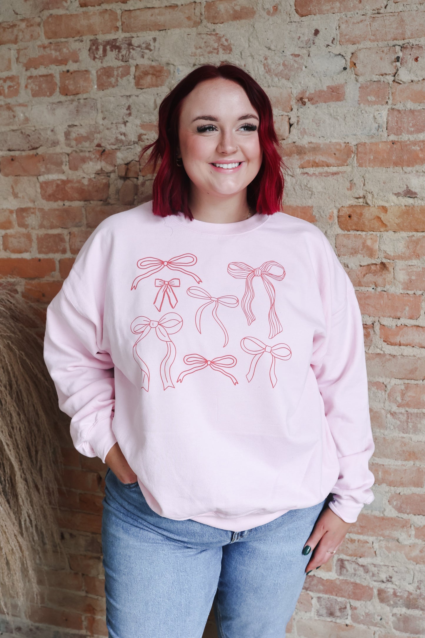 Red Bows on Pink | Tshirt or Crewneck