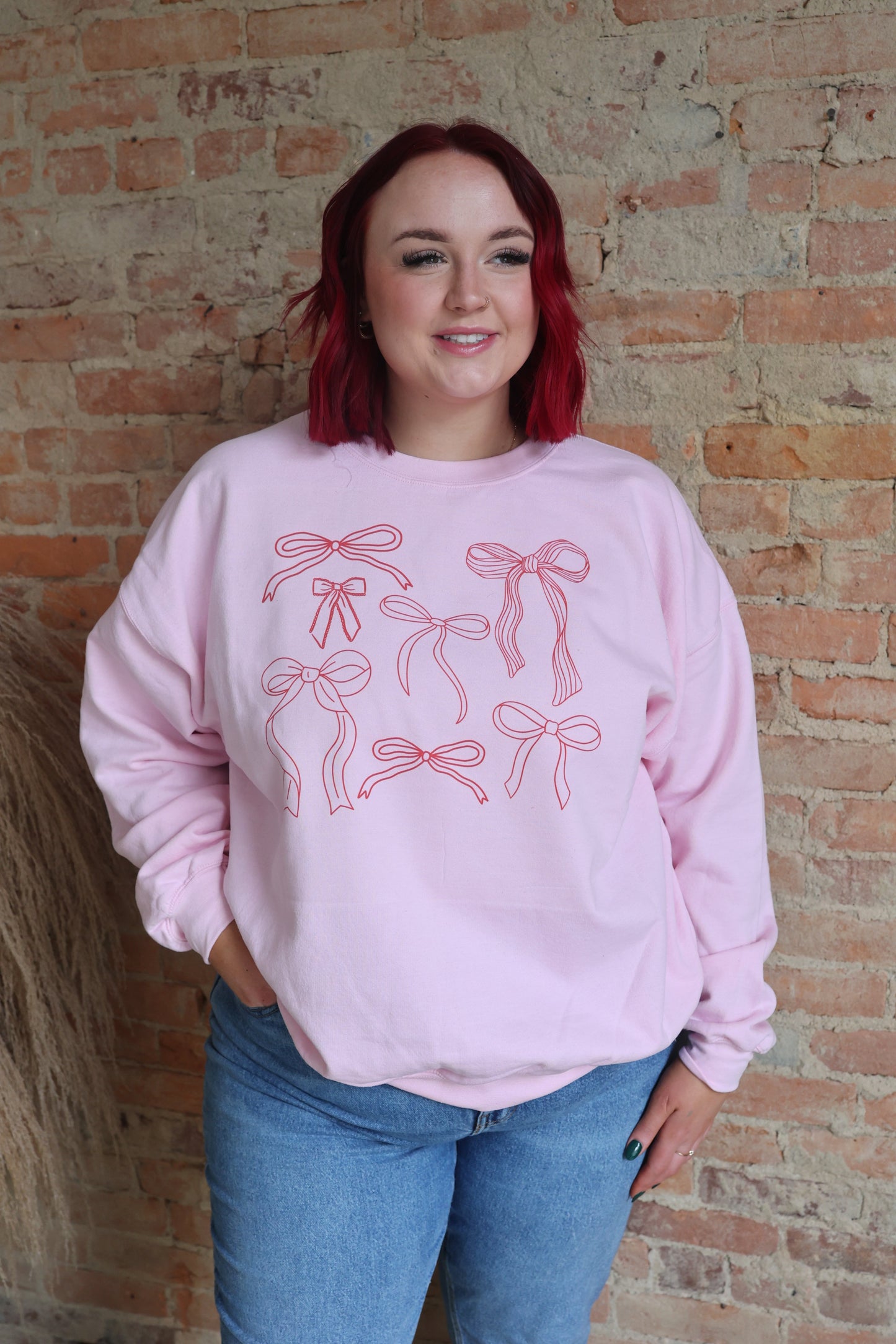 Red Bows on Pink | Tshirt or Crewneck