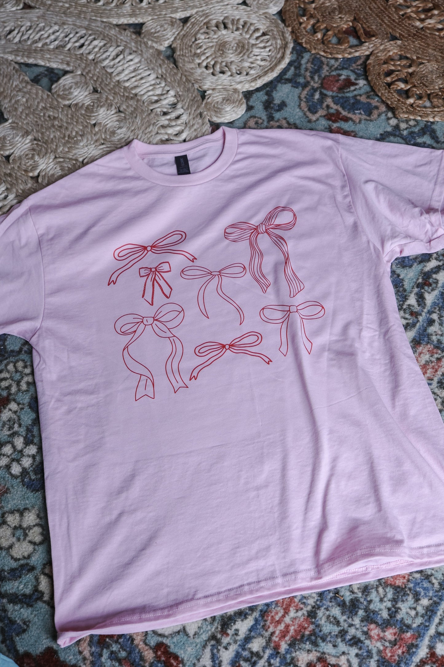 Red Bows on Pink | Tshirt or Crewneck