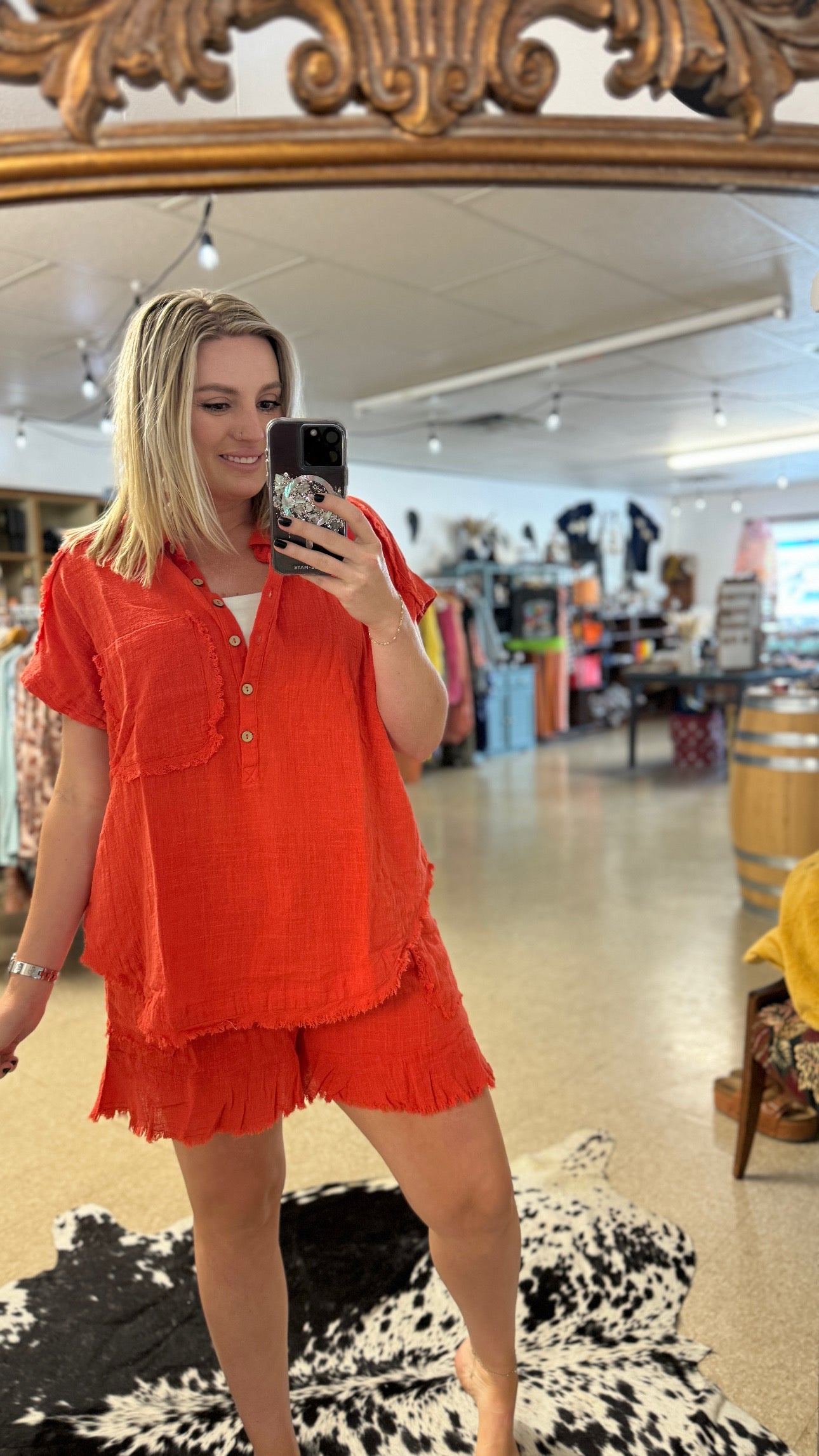 Gigio Cut Edge Detail Dolman Sleeve Muslin Top