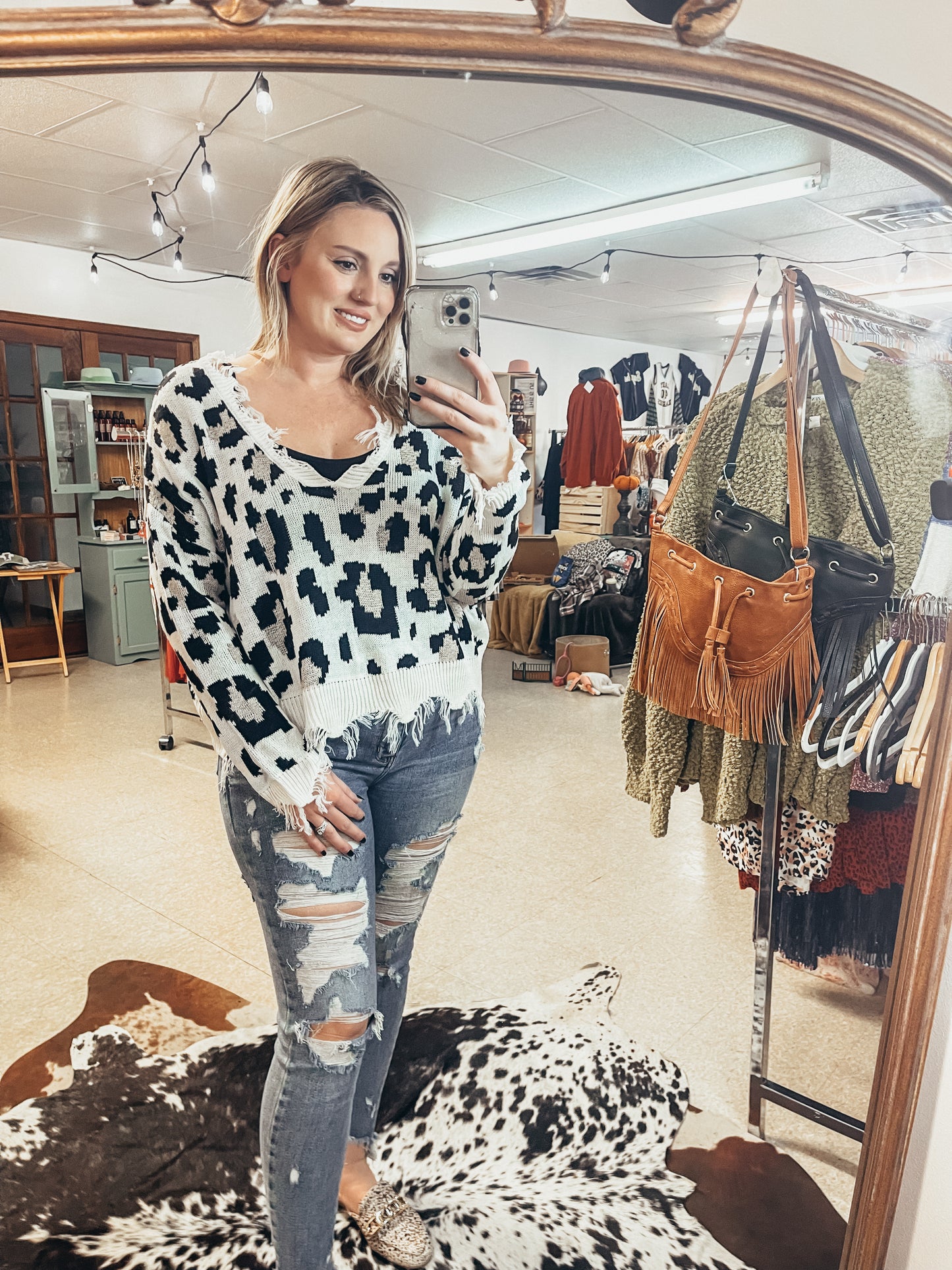 Distressed Leopard Sweater