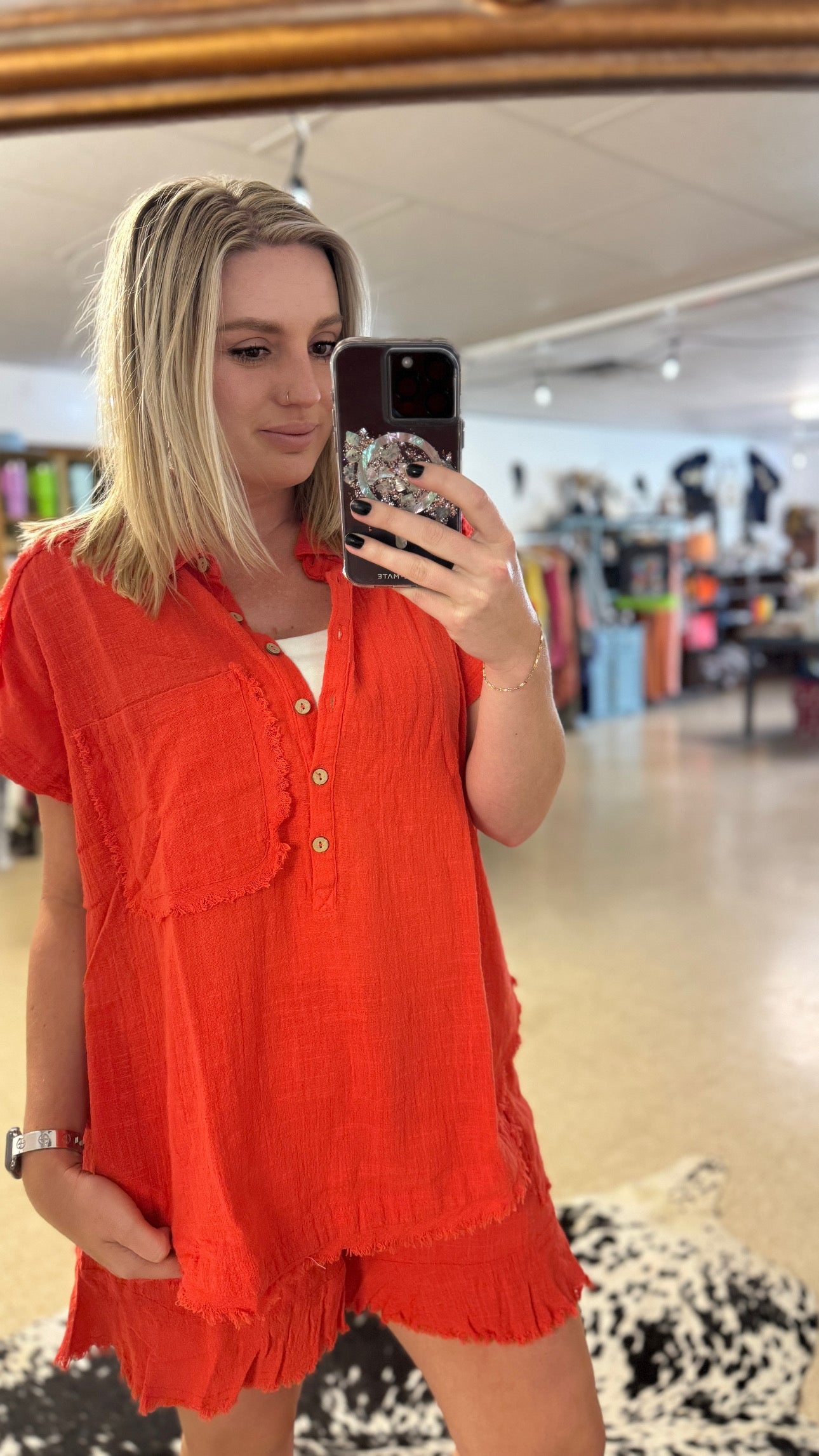 Gigio Cut Edge Detail Dolman Sleeve Muslin Top