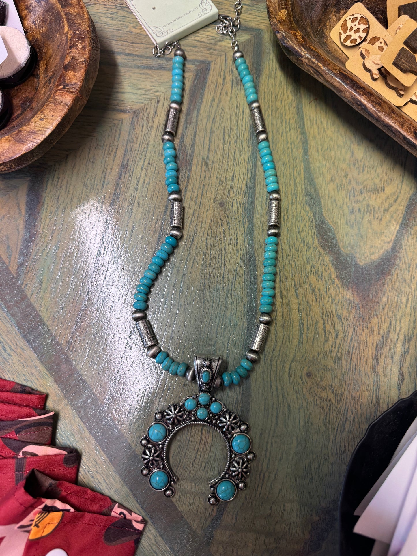 Turquoise Silver Pearl Necklace