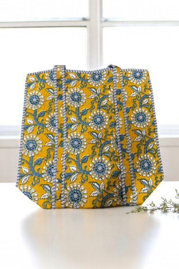 SC - Rourke Yellow Floral Patterned Tote Bag