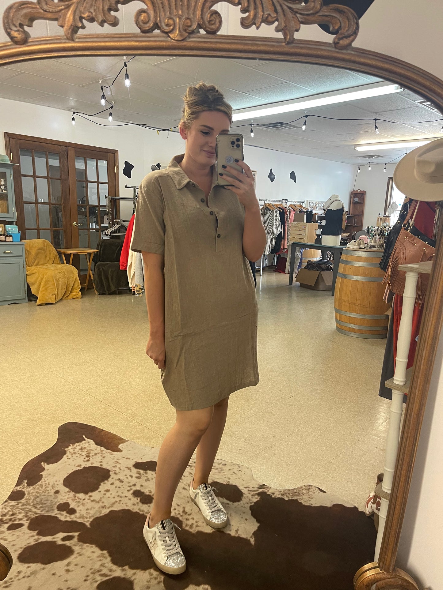 Gauze Button Down Shirt Dress