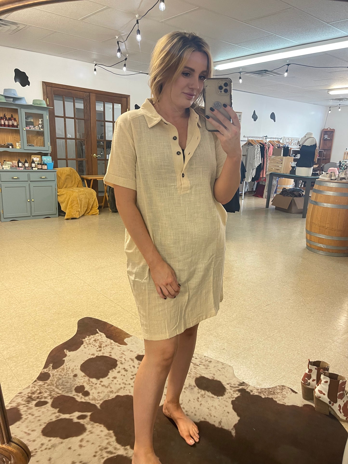 Gauze Button Down Shirt Dress