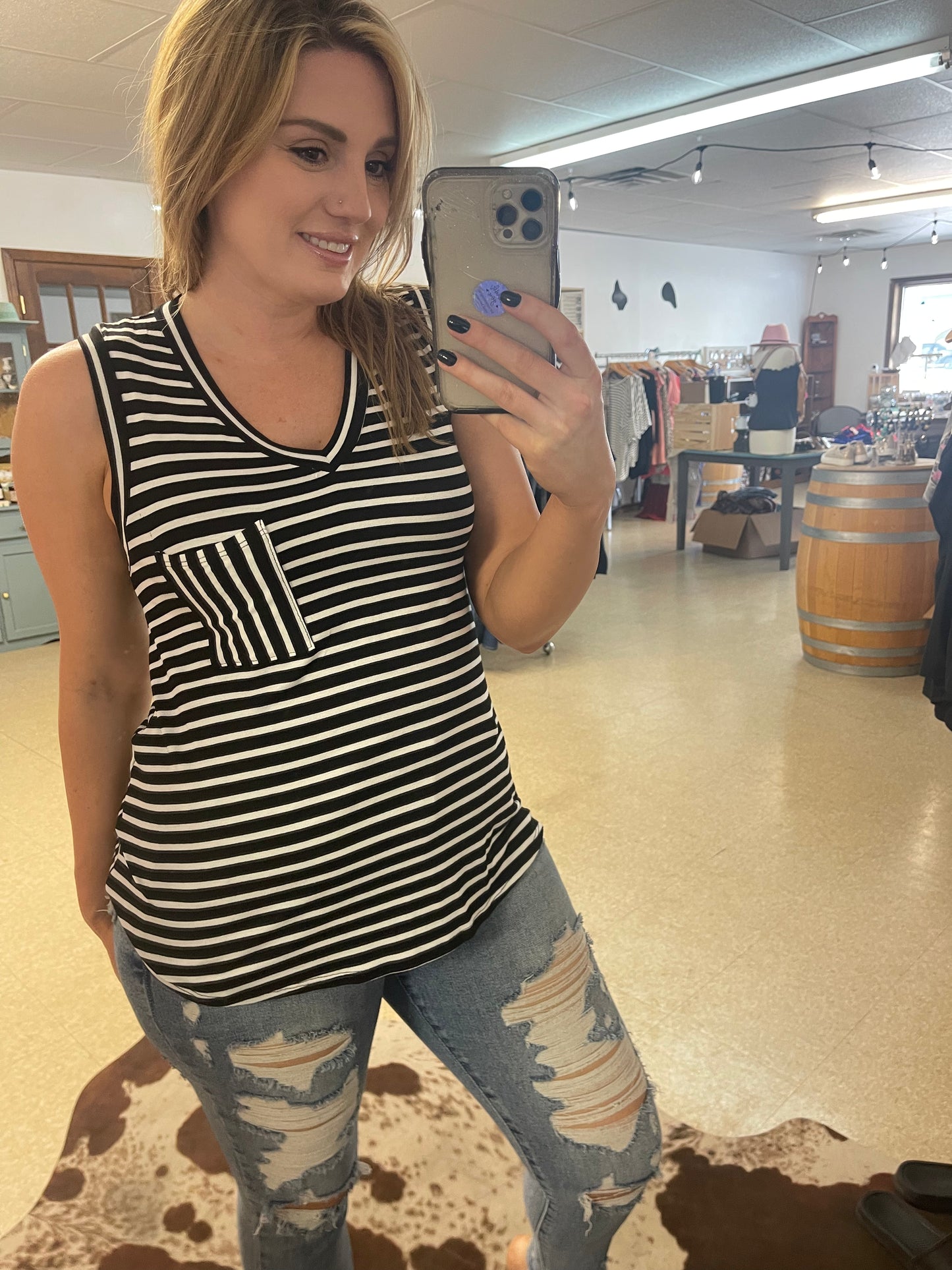 Striped Black Tank