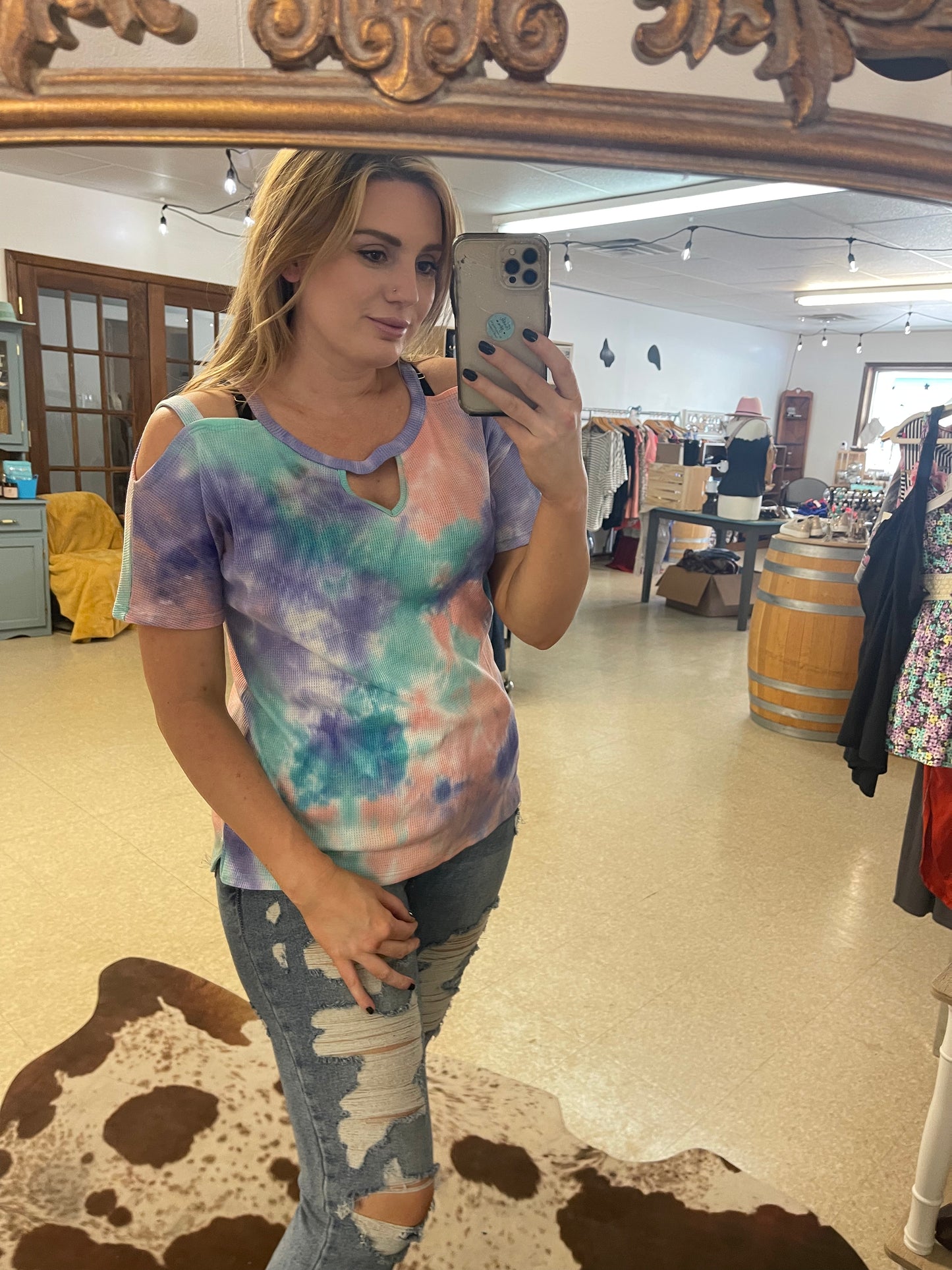 Tie Dye Strappy Sleeveless Knit Top