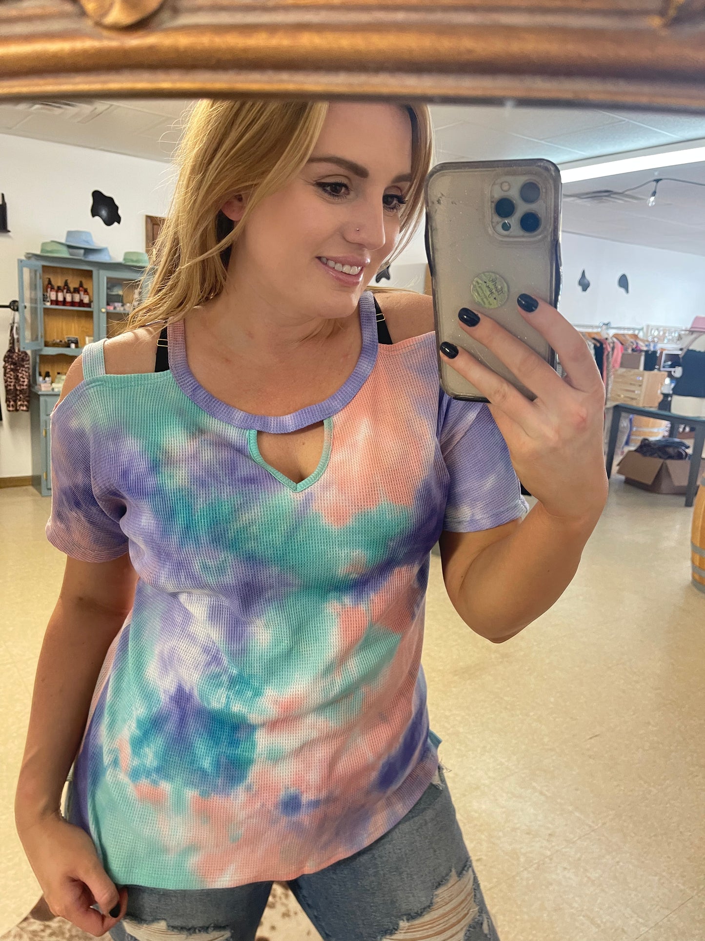 Tie Dye Strappy Sleeveless Knit Top