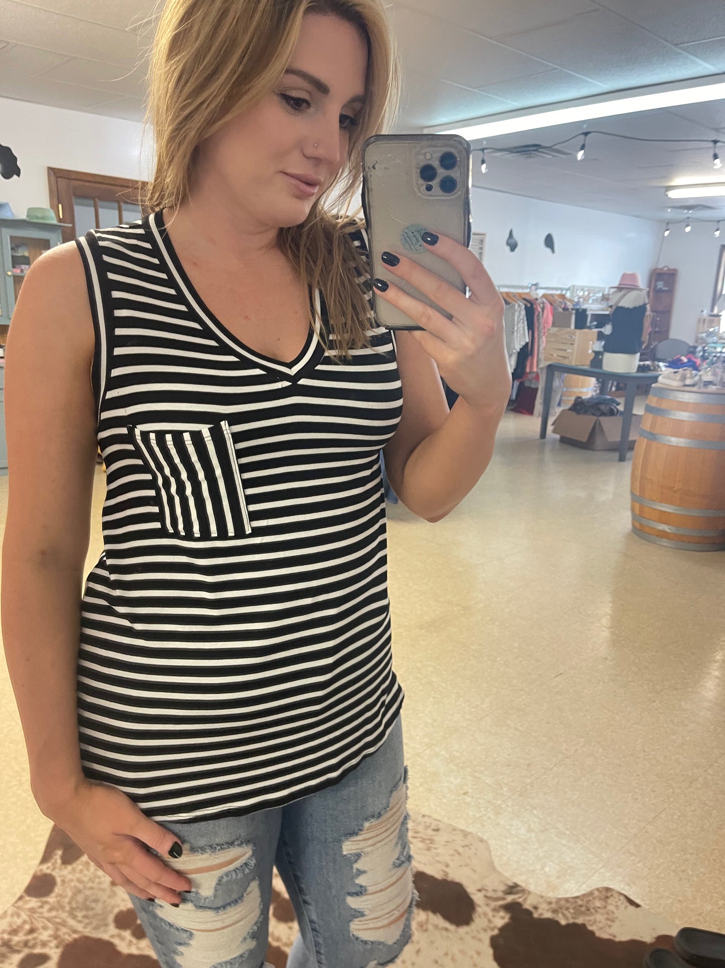 Striped Black Tank