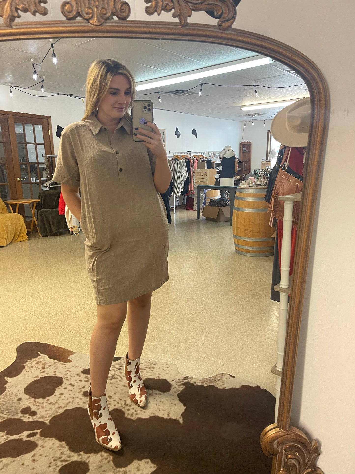 Gauze Button Down Shirt Dress