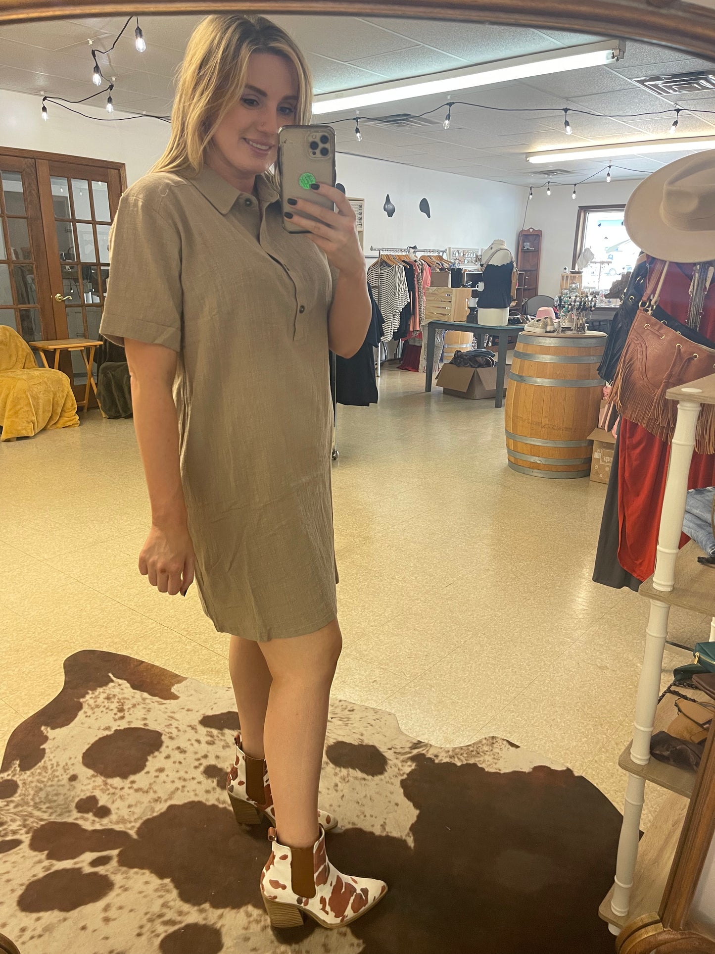 Gauze Button Down Shirt Dress
