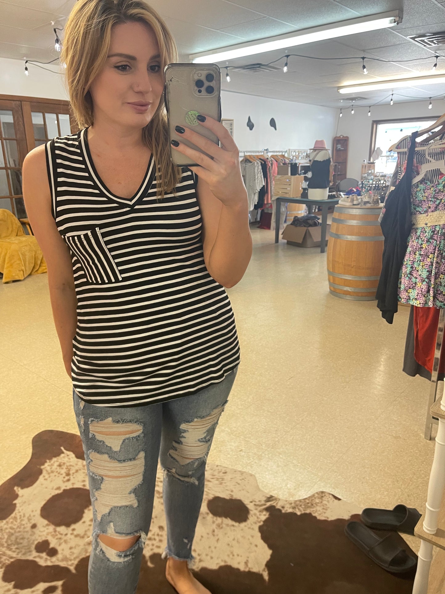 Striped Black Tank