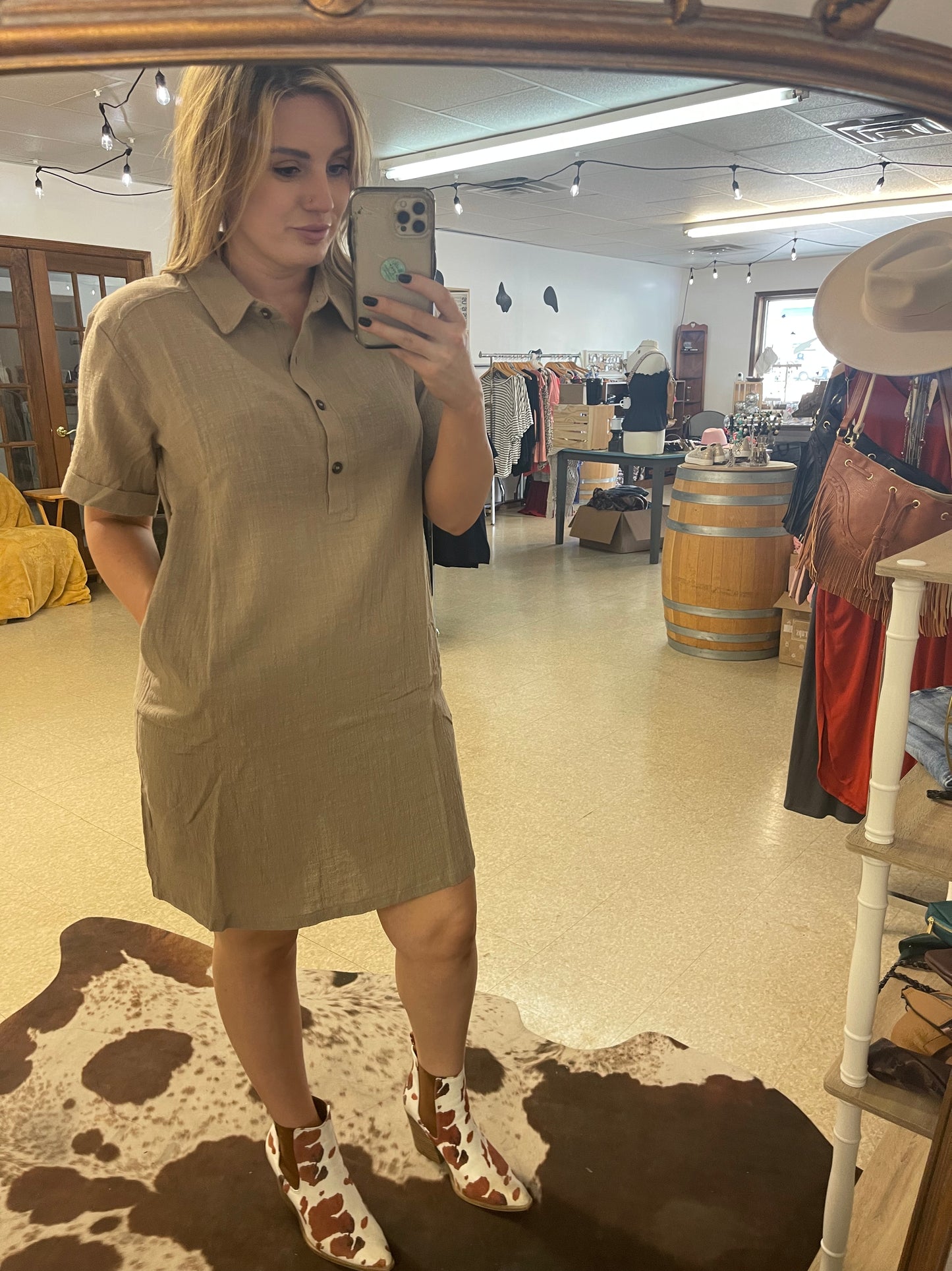 Gauze Button Down Shirt Dress