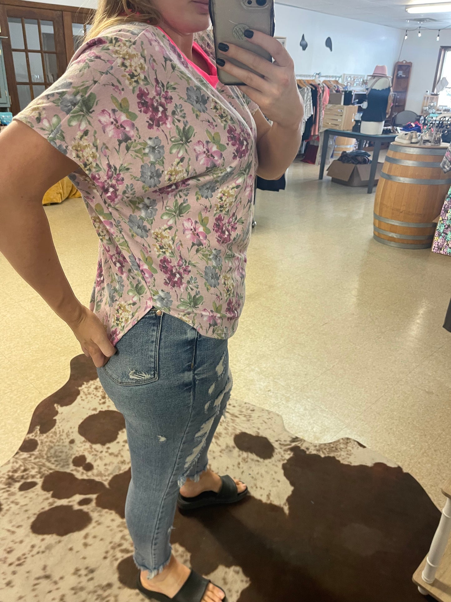 White Birch Floral Detail Top