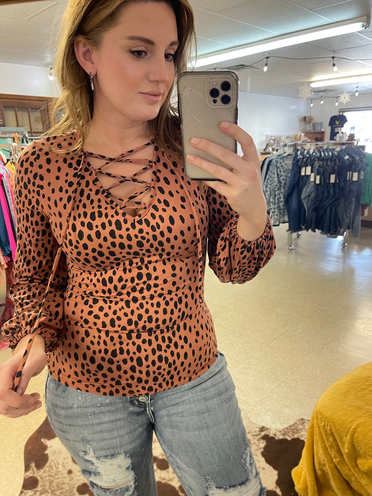 Lace Me Up Leopard Top