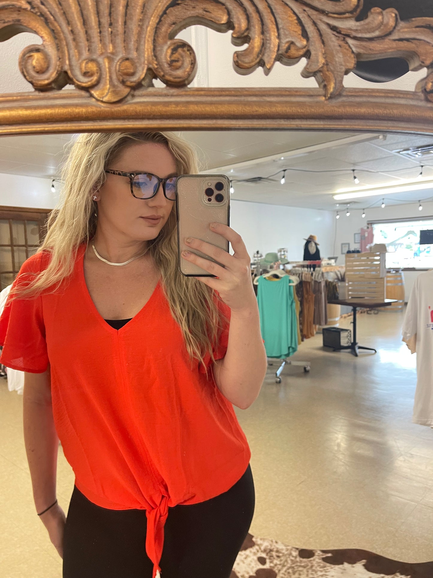 Front Tie Short Sleeve Top - Boutique 276