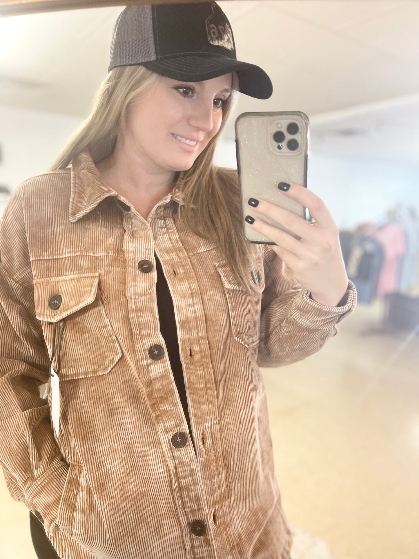 Camel Corduroy Shacket - Boutique 276