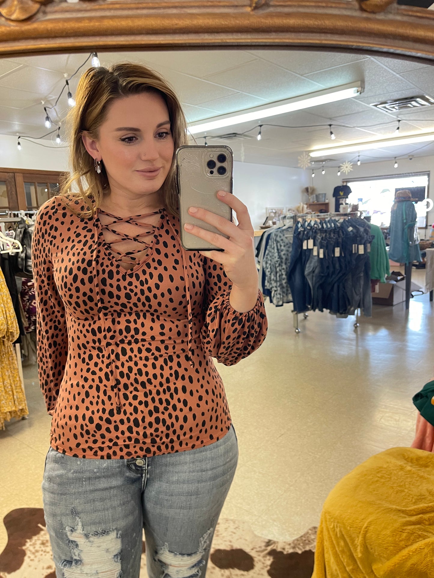 Lace Me Up Leopard Top