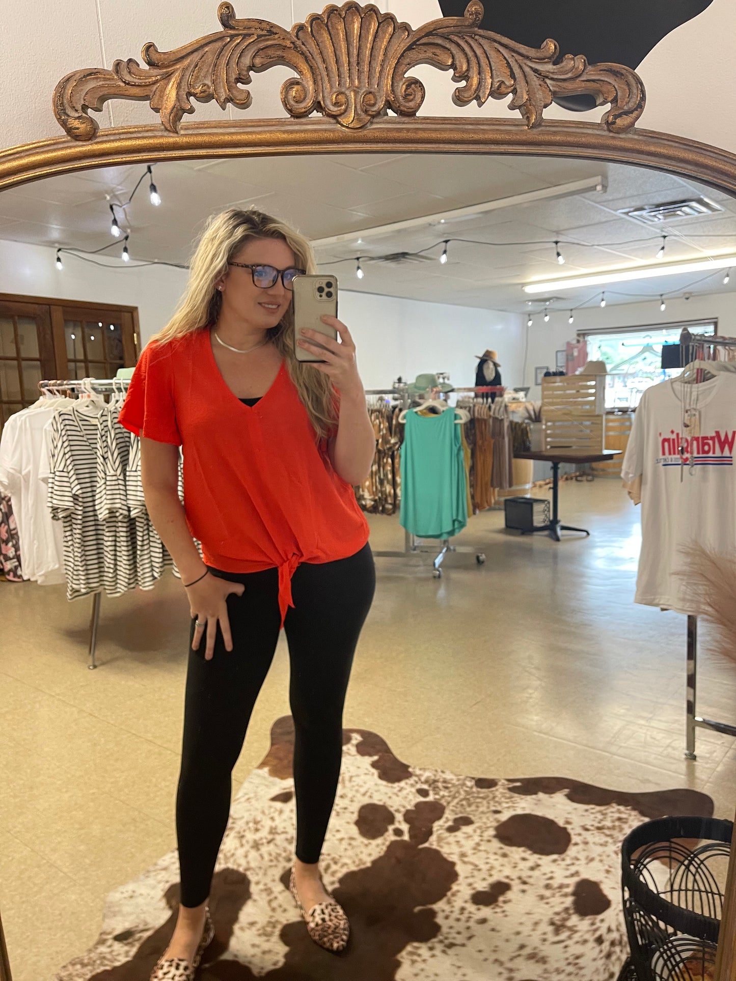 Front Tie Short Sleeve Top - Boutique 276
