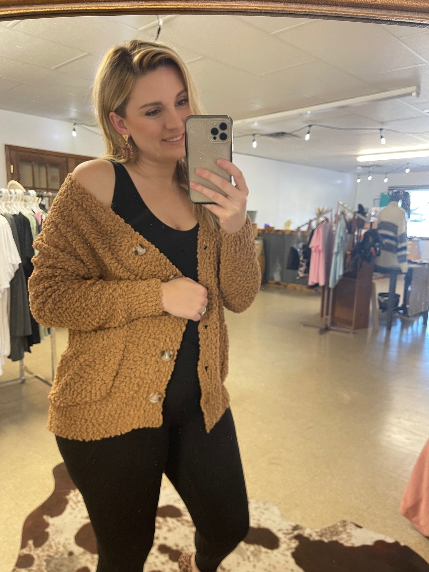 Harvest Moon Full Size Popcorn Knit Cardigan - Boutique 276