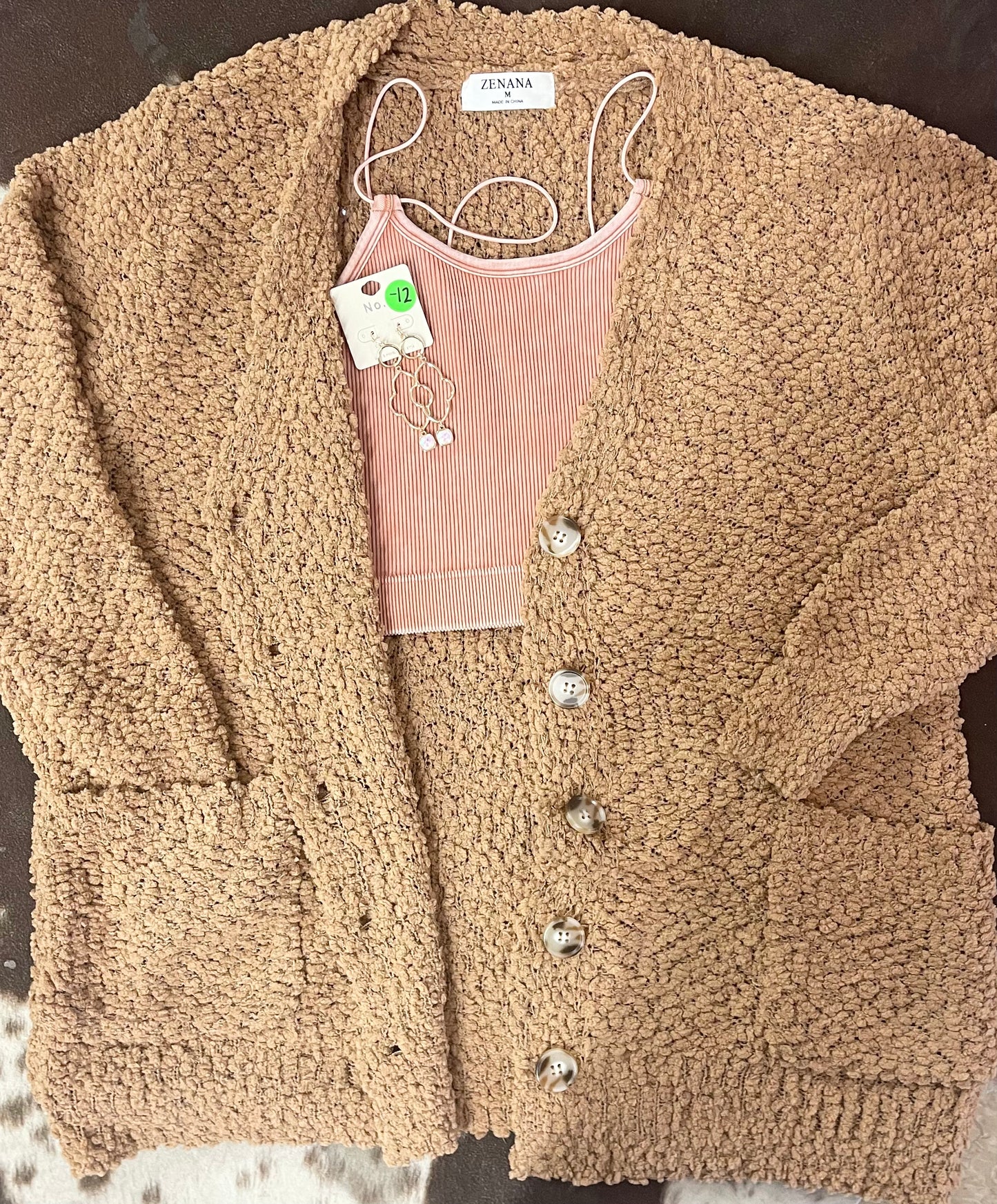 Harvest Moon Full Size Popcorn Knit Cardigan - Boutique 276