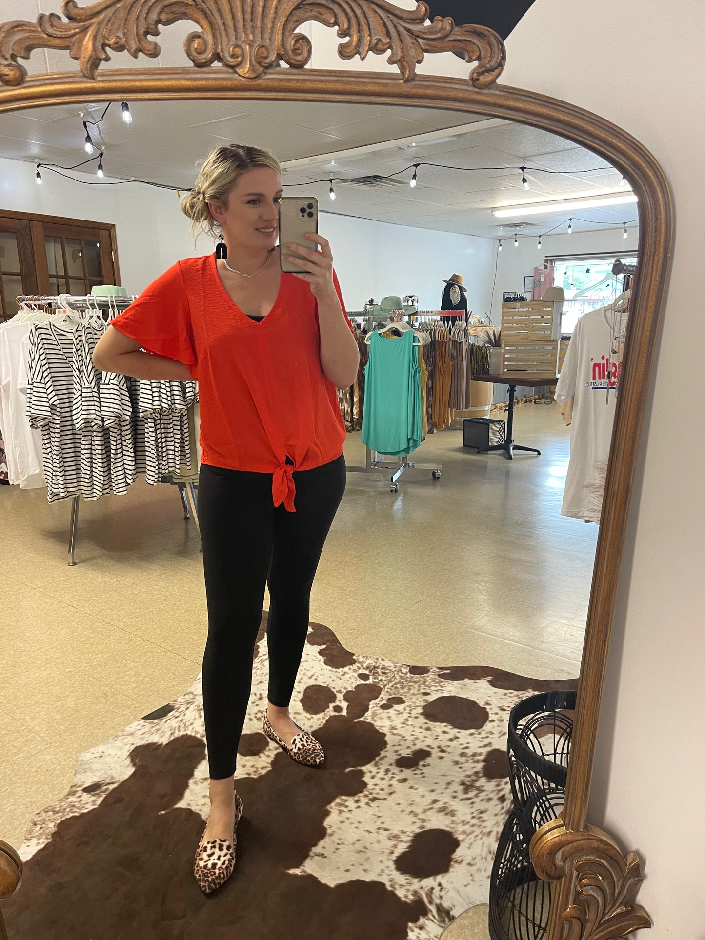 Front Tie Short Sleeve Top - Boutique 276