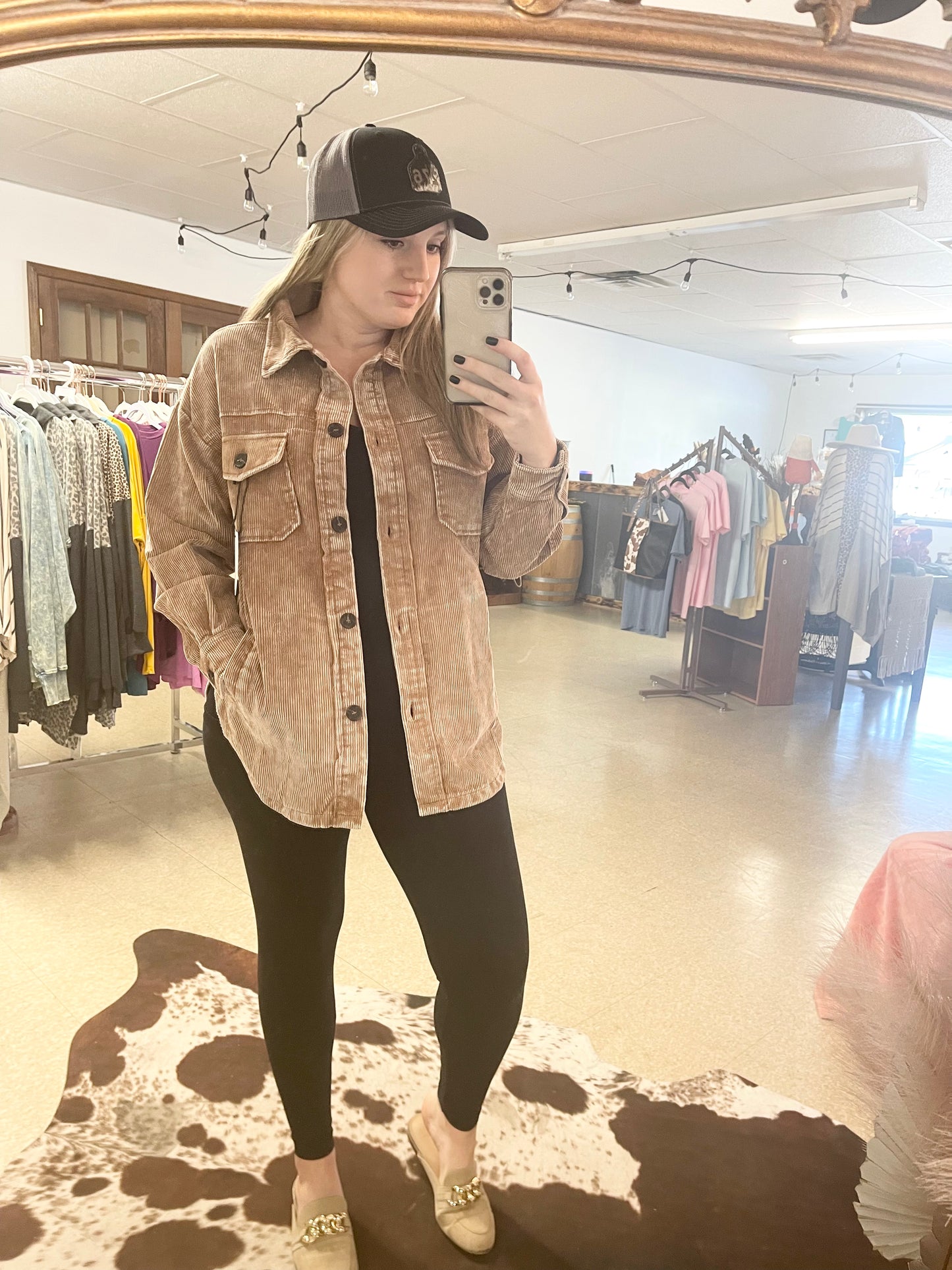 Camel Corduroy Shacket - Boutique 276
