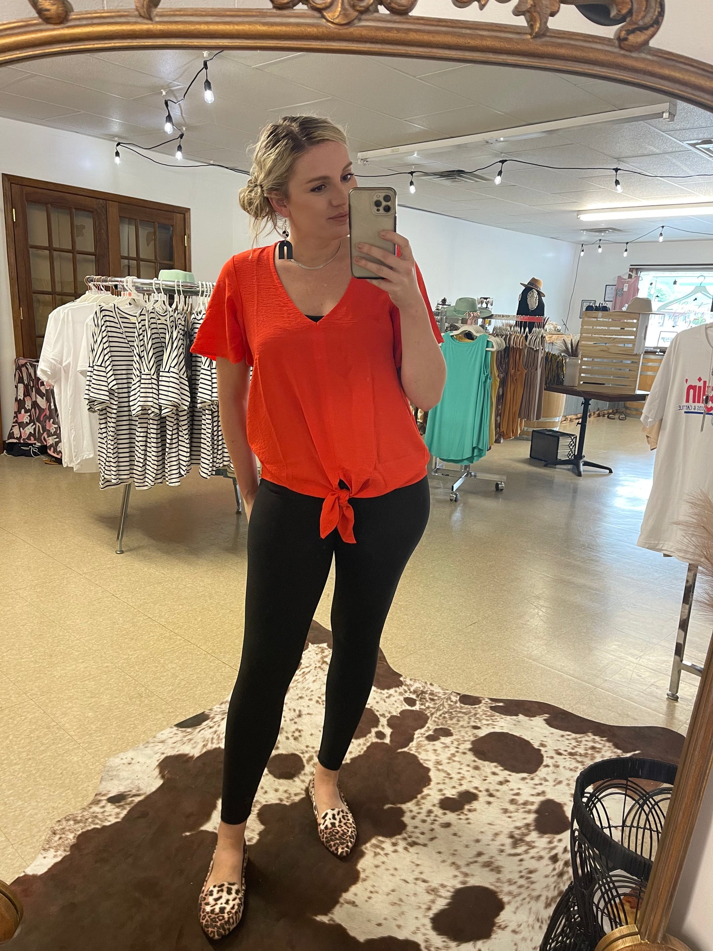 Front Tie Short Sleeve Top - Boutique 276