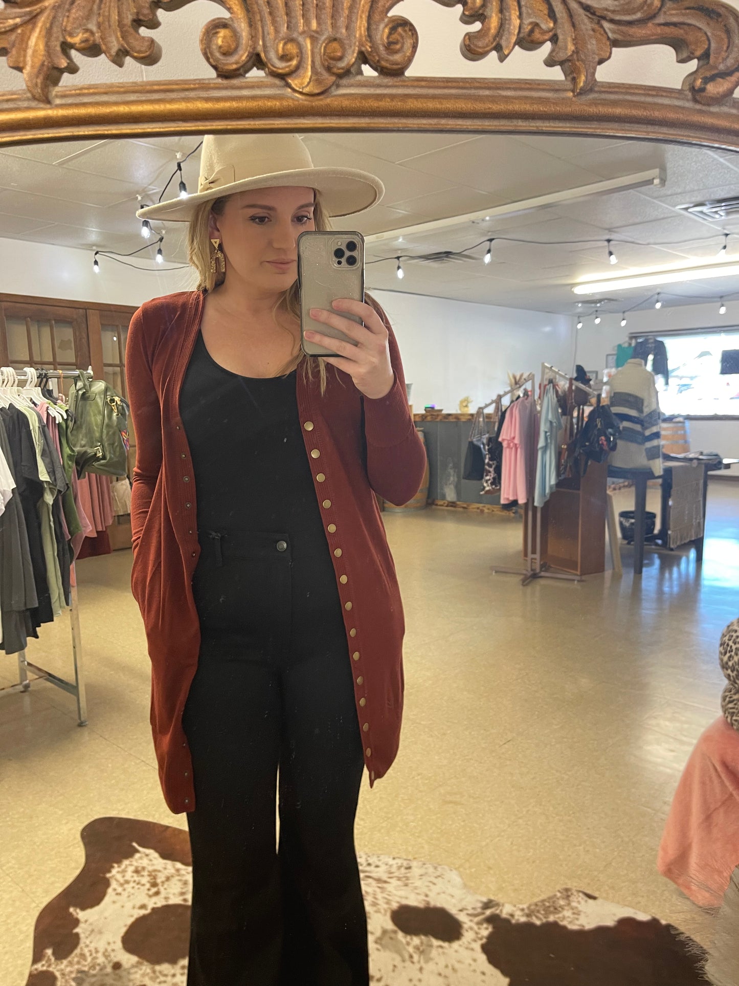 Brick Snap Button Cardigan - Boutique 276