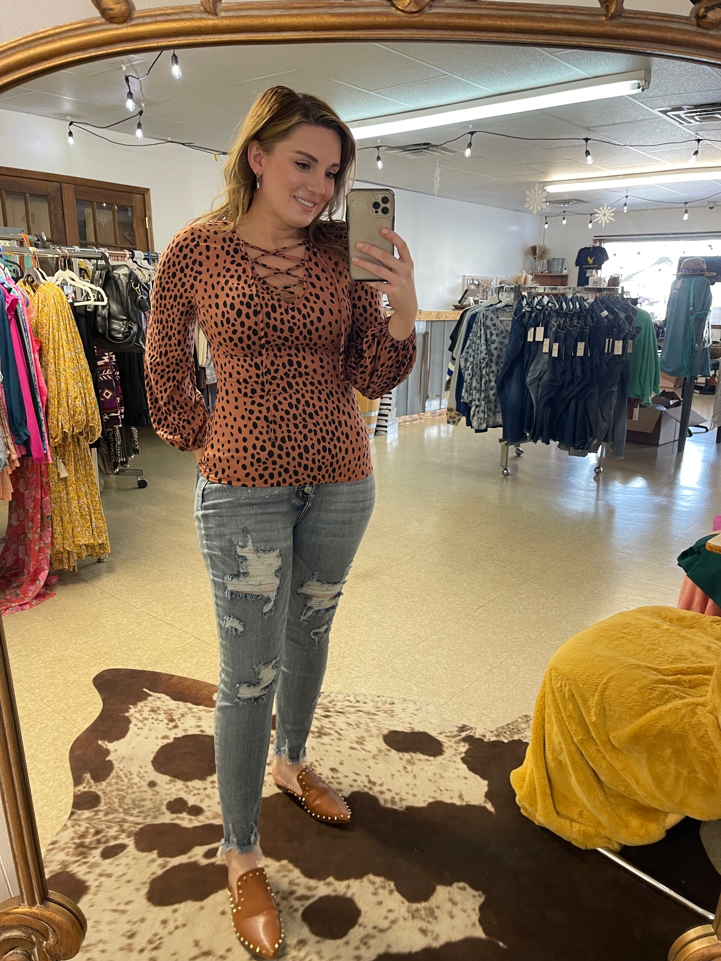 Lace Me Up Leopard Top