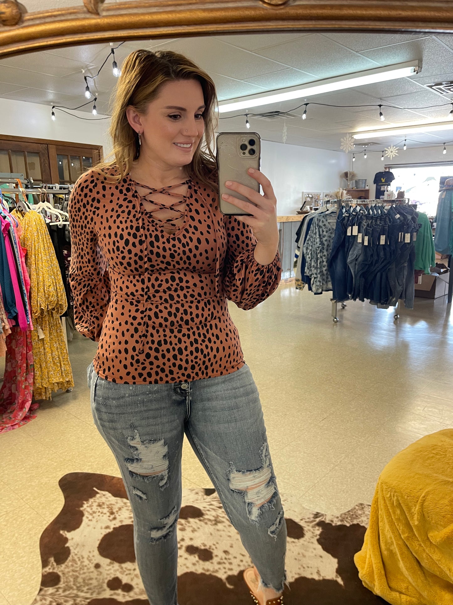 Lace Me Up Leopard Top