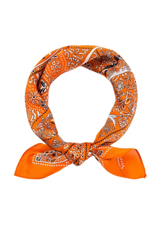SC - Orange Bandana Print Scarf