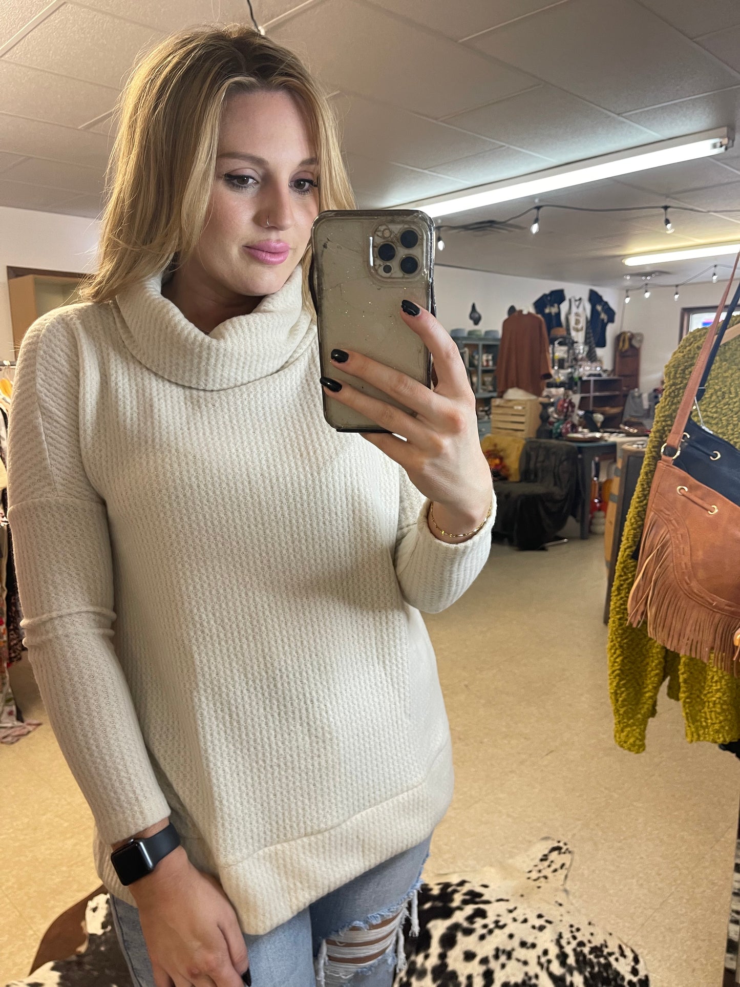 Snow Day Snuggles Waffle Knit Sweater