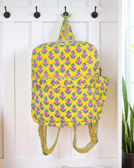 SC - Winona Yellow Floral Print Backpack