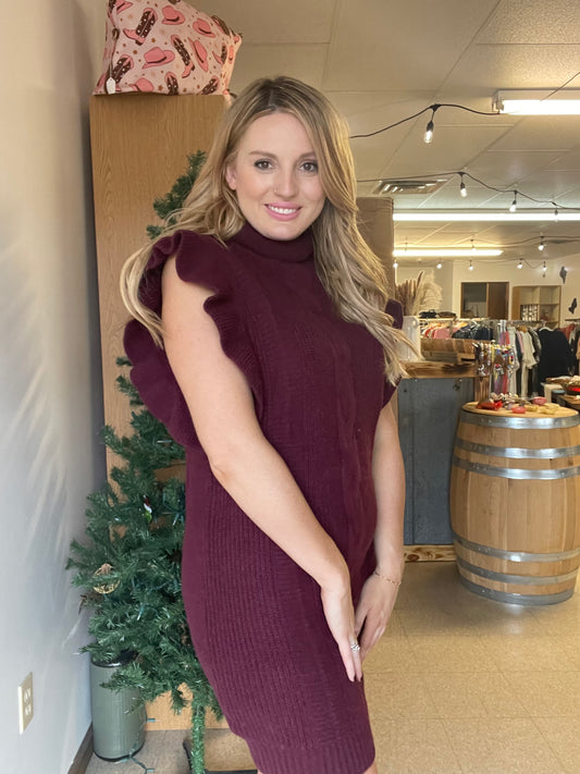 Put A Little Ruffle In It Sweater Dress