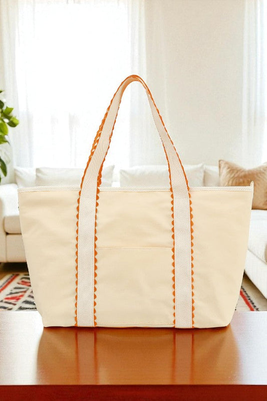 SC - ETA 7/31 - Tote-ally Ready Orange Rick Rack Trim Tote Bag