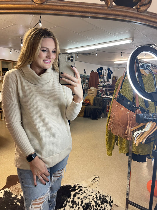 Snow Day Snuggles Waffle Knit Sweater