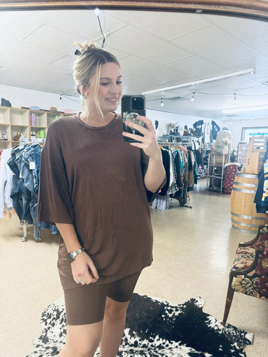 In Store *Basic Bae Full Size Soft Rayon Three-Quarter Sleeve Top and Shorts Set