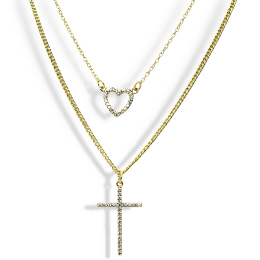 Love & Cross Layer Necklace